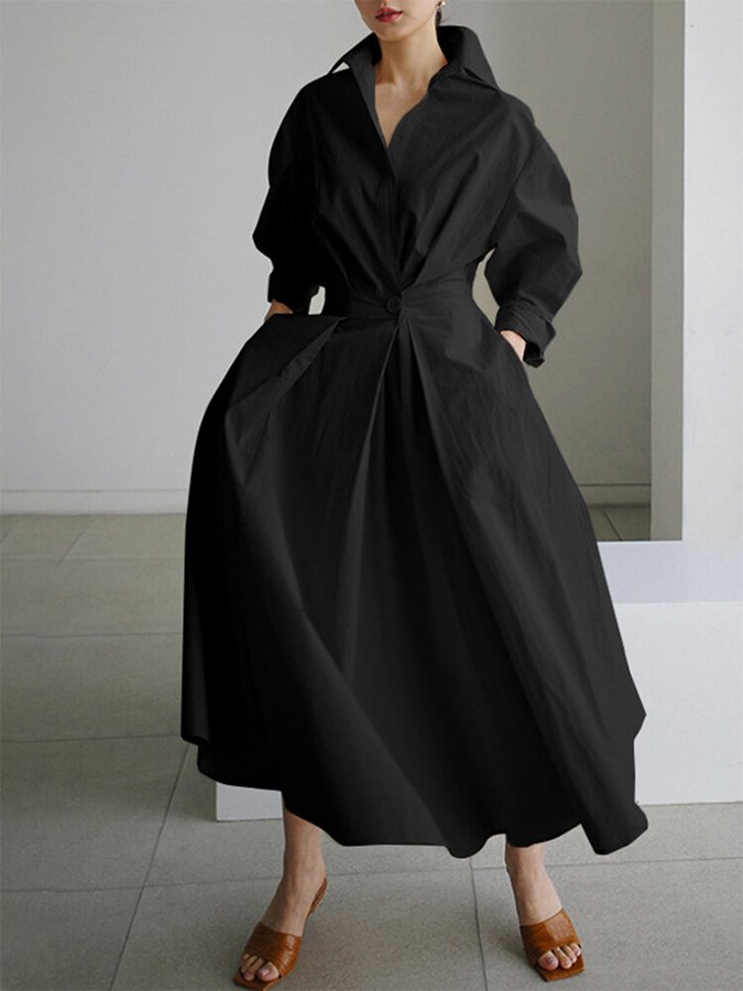 Janelle | Robe Maxi Élégante À Poches Et Manches Longues