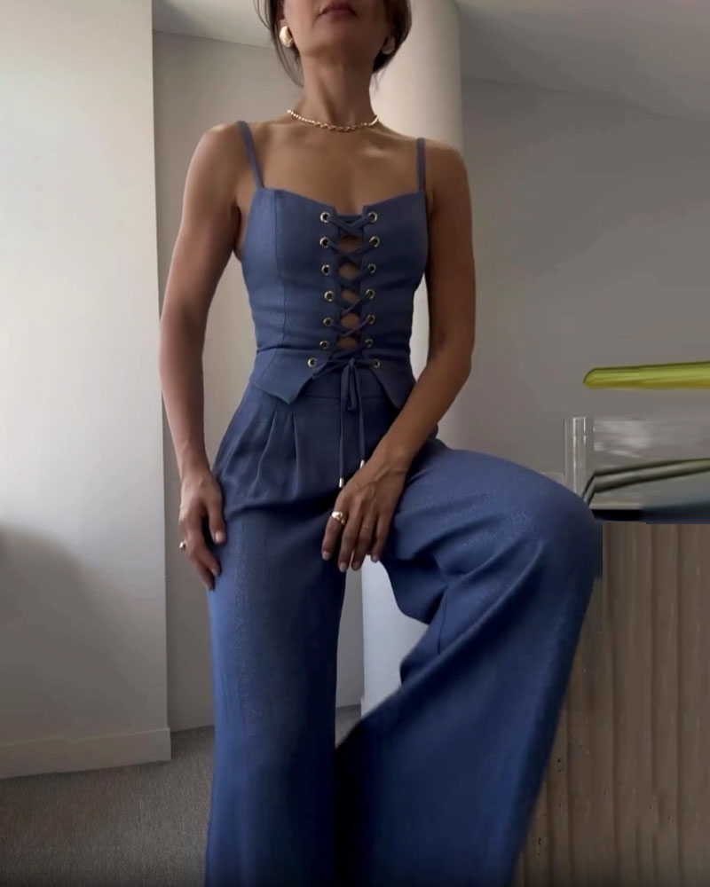 Ensemble Décontracté | Haut Noué Et Pantalon Fluide