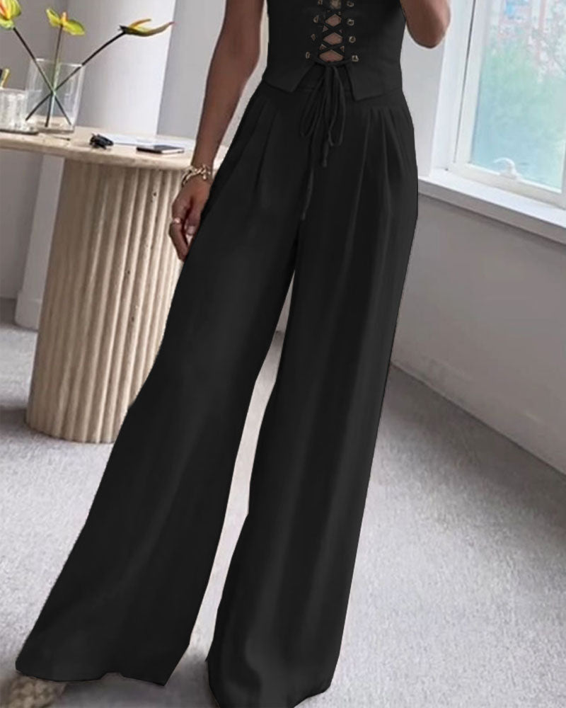 Ensemble Décontracté | Haut Noué Et Pantalon Fluide