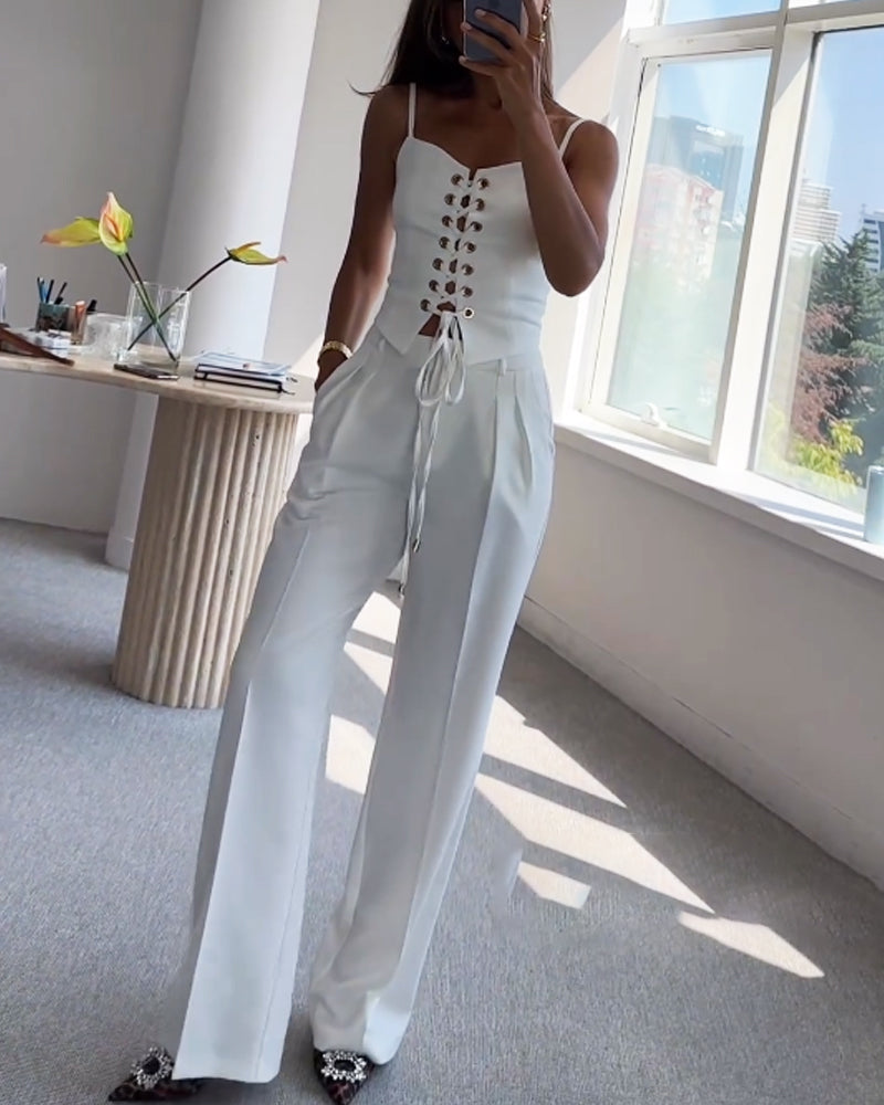 Ensemble Décontracté | Haut Noué Et Pantalon Fluide