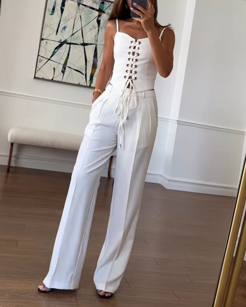 Ensemble Décontracté | Haut Noué Et Pantalon Fluide