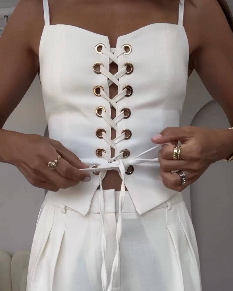 Ensemble Décontracté | Haut Noué Et Pantalon Fluide