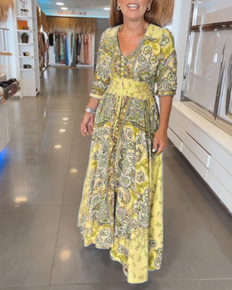 De Paris – Robe De Vacances A Col En v Et Manches 3/4