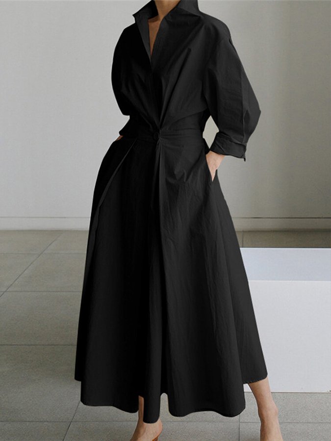 Janelle | Robe Maxi Élégante À Poches Et Manches Longues