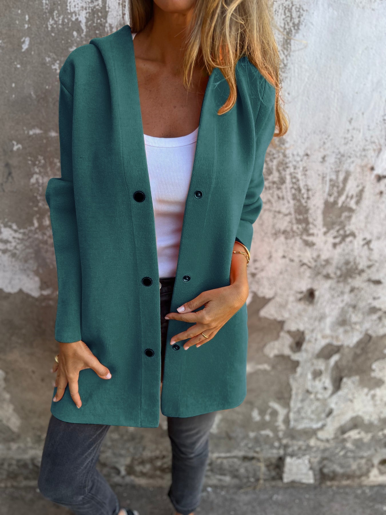 Selma | Veste Décontractée à Capuche et Boutonnage Simple