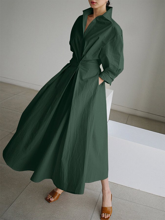 Janelle | Robe Maxi Élégante À Poches Et Manches Longues