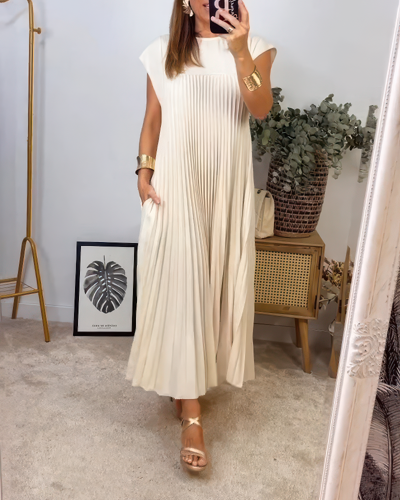 Cassie | Robe Longue Sans Manches En Tissu Fluide