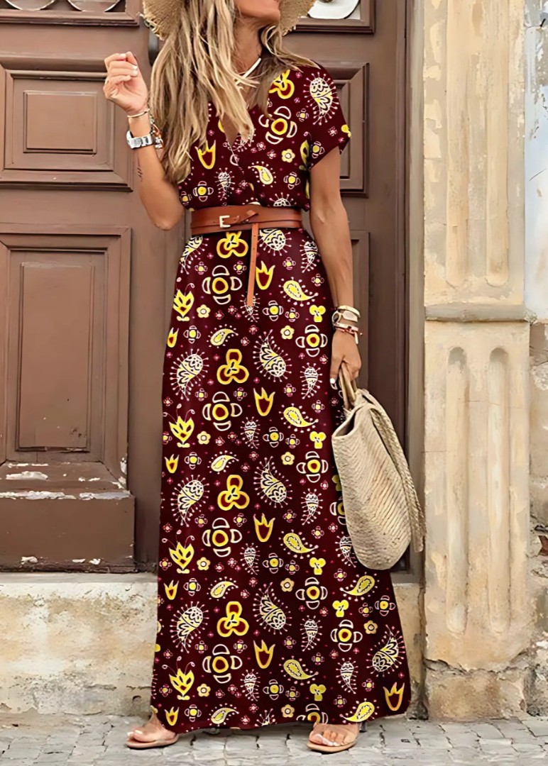 Remy | Robe Longue Bohème À Taille Froncée