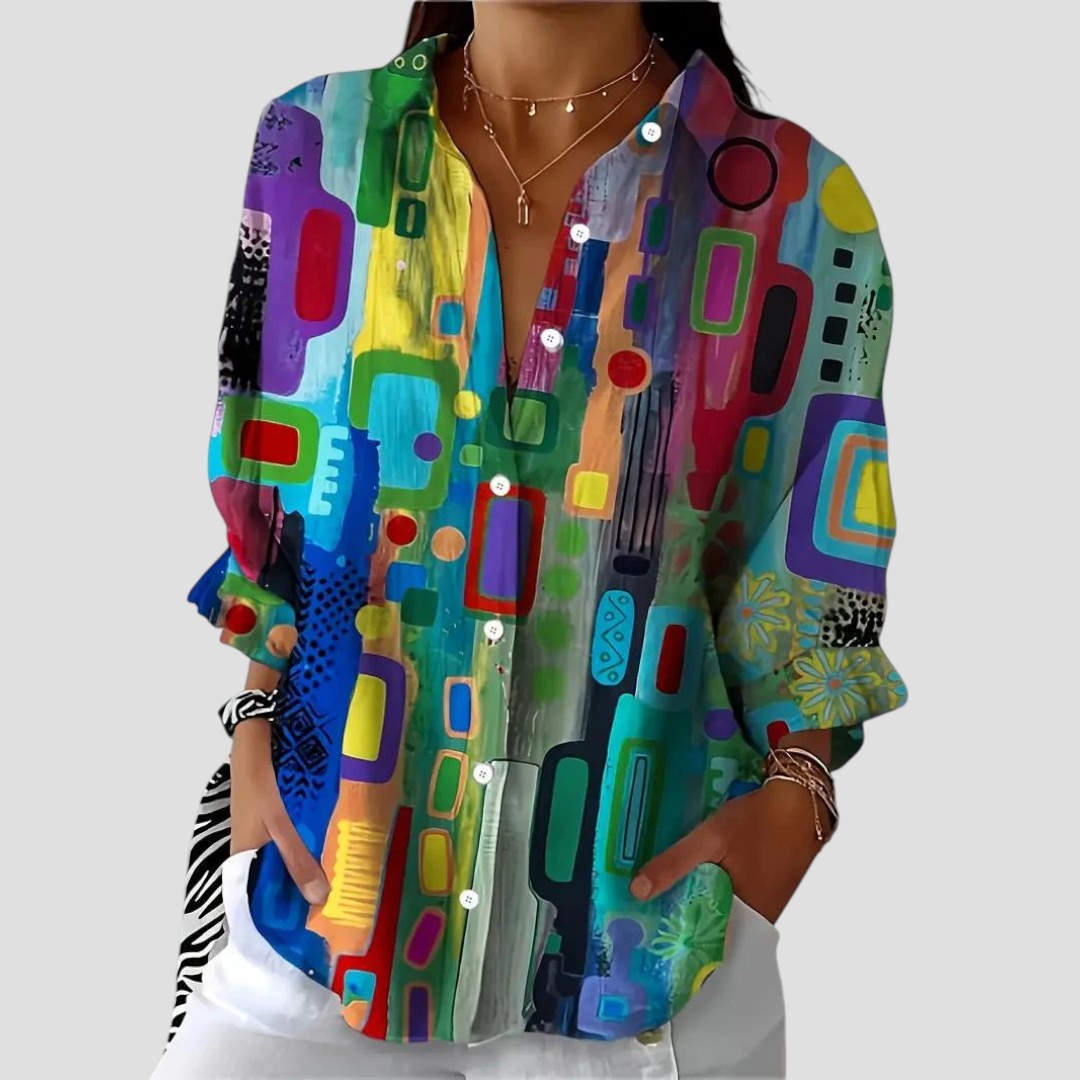 Gladys | Blouse Élégante À Motif Géométrique