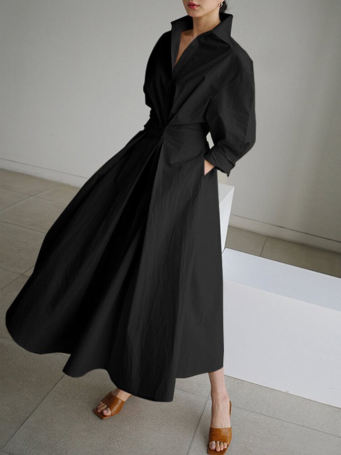 Janelle | Robe Maxi Élégante À Poches Et Manches Longues