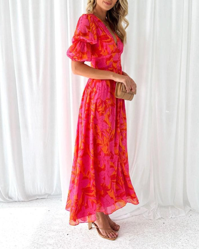 Derana | Robe Élégante Rouge Rose