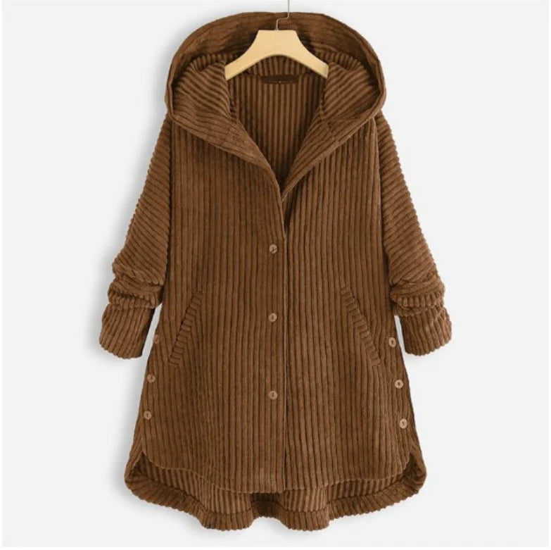 Beth | Manteau Côtelé Douillet Avec Capuche