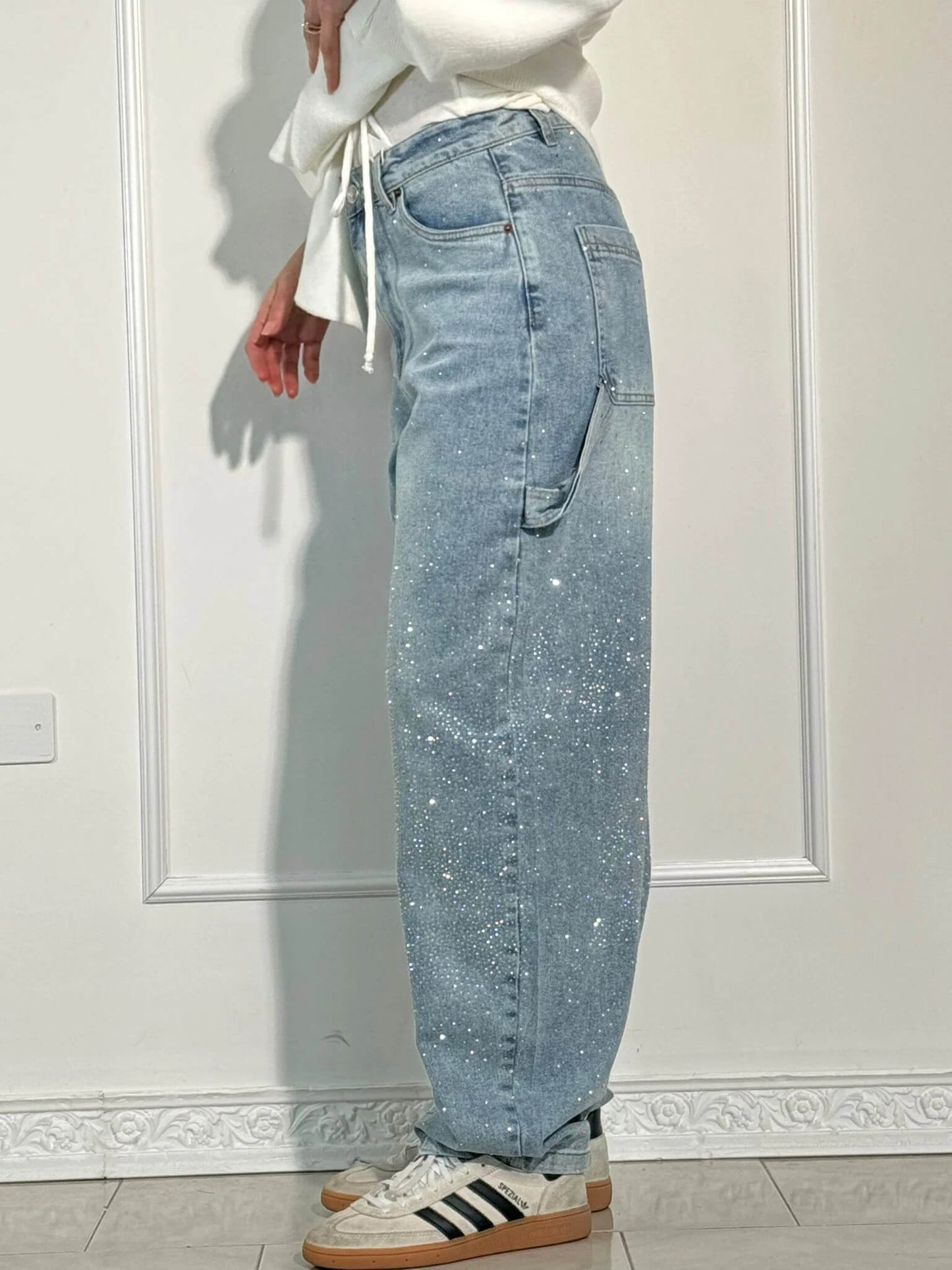 Calypso | Pantalon Taille Haute à Jambes Larges avec Poches à Boutons