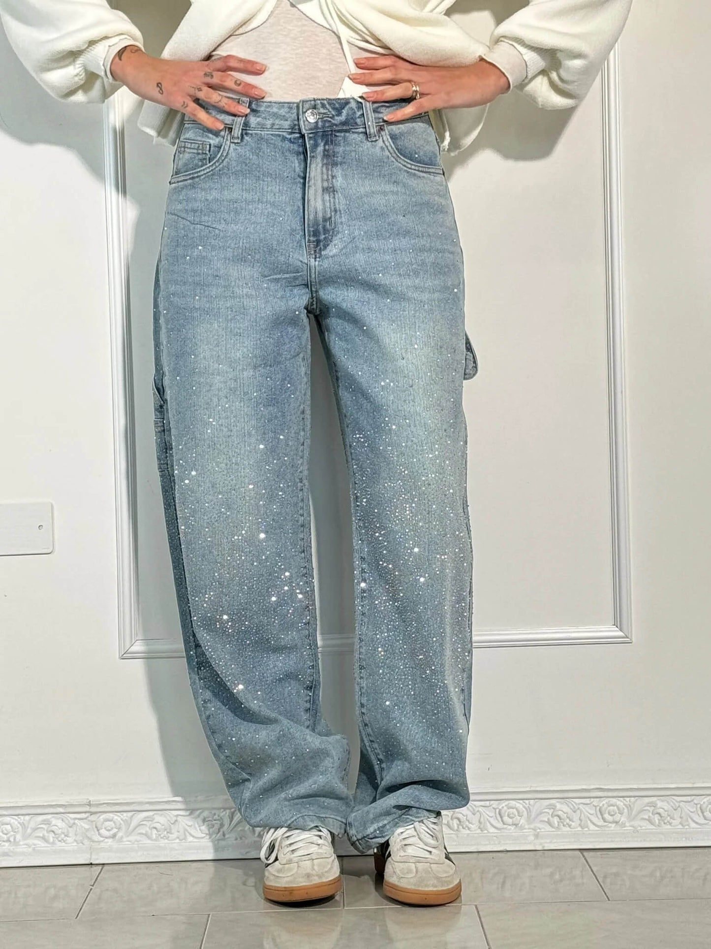 Calypso | Pantalon Taille Haute à Jambes Larges avec Poches à Boutons