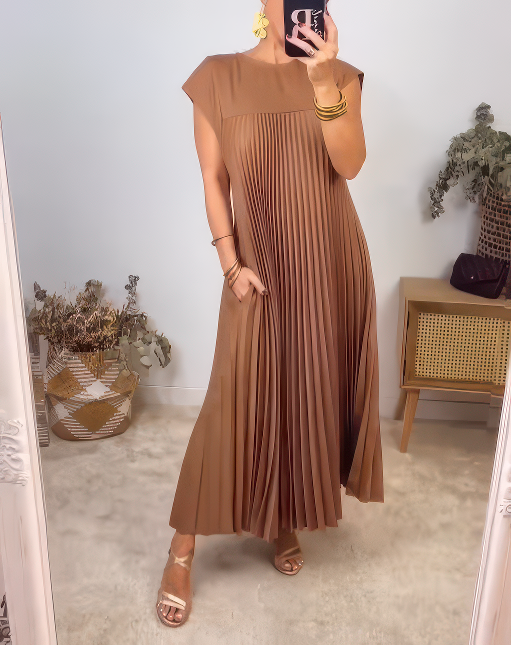 Cassie | Robe Longue Sans Manches En Tissu Fluide