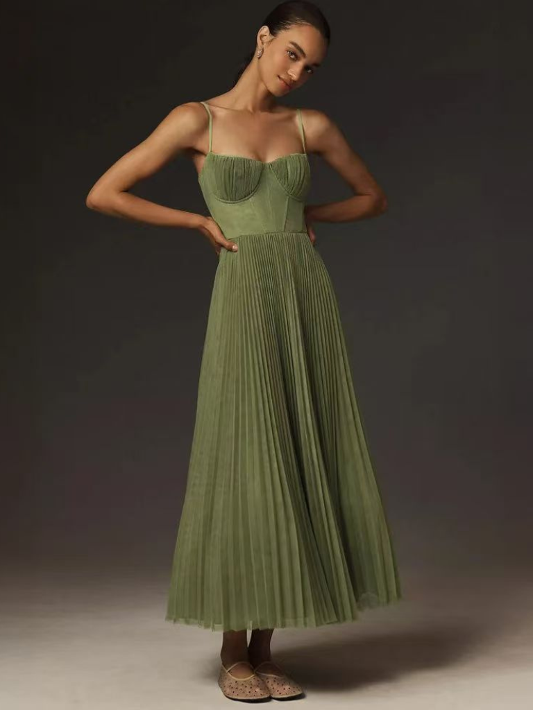 Véronique | Robe longue plissée élégante