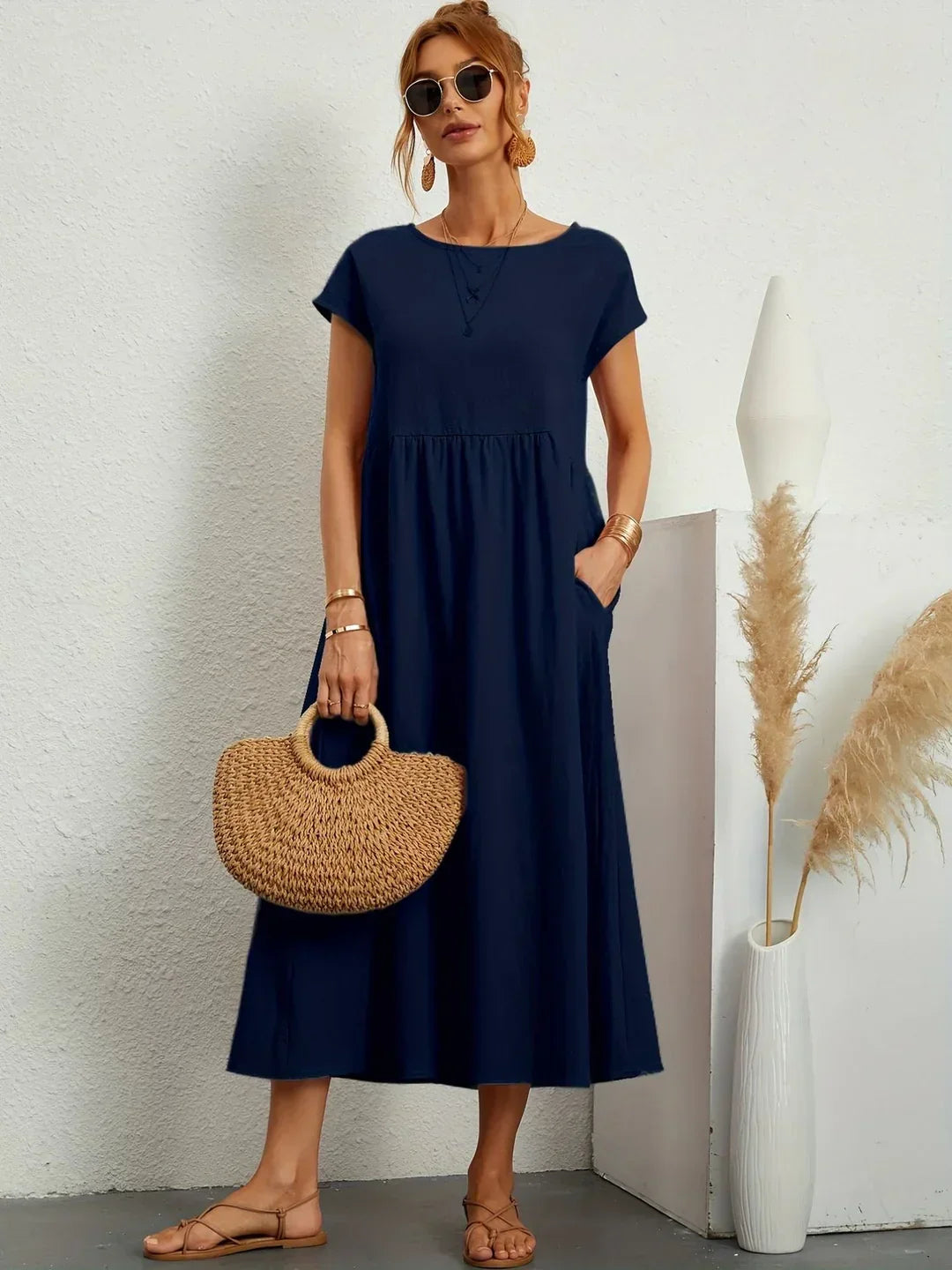 Gwyn | Robe Légère En Coton Doux Avec Poches