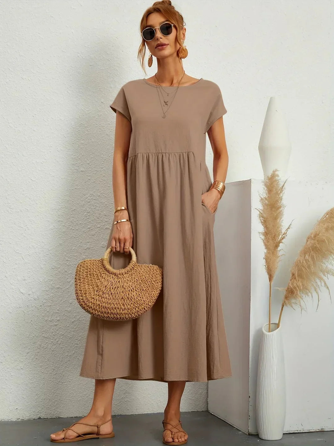 Gwyn | Robe Légère En Coton Doux Avec Poches