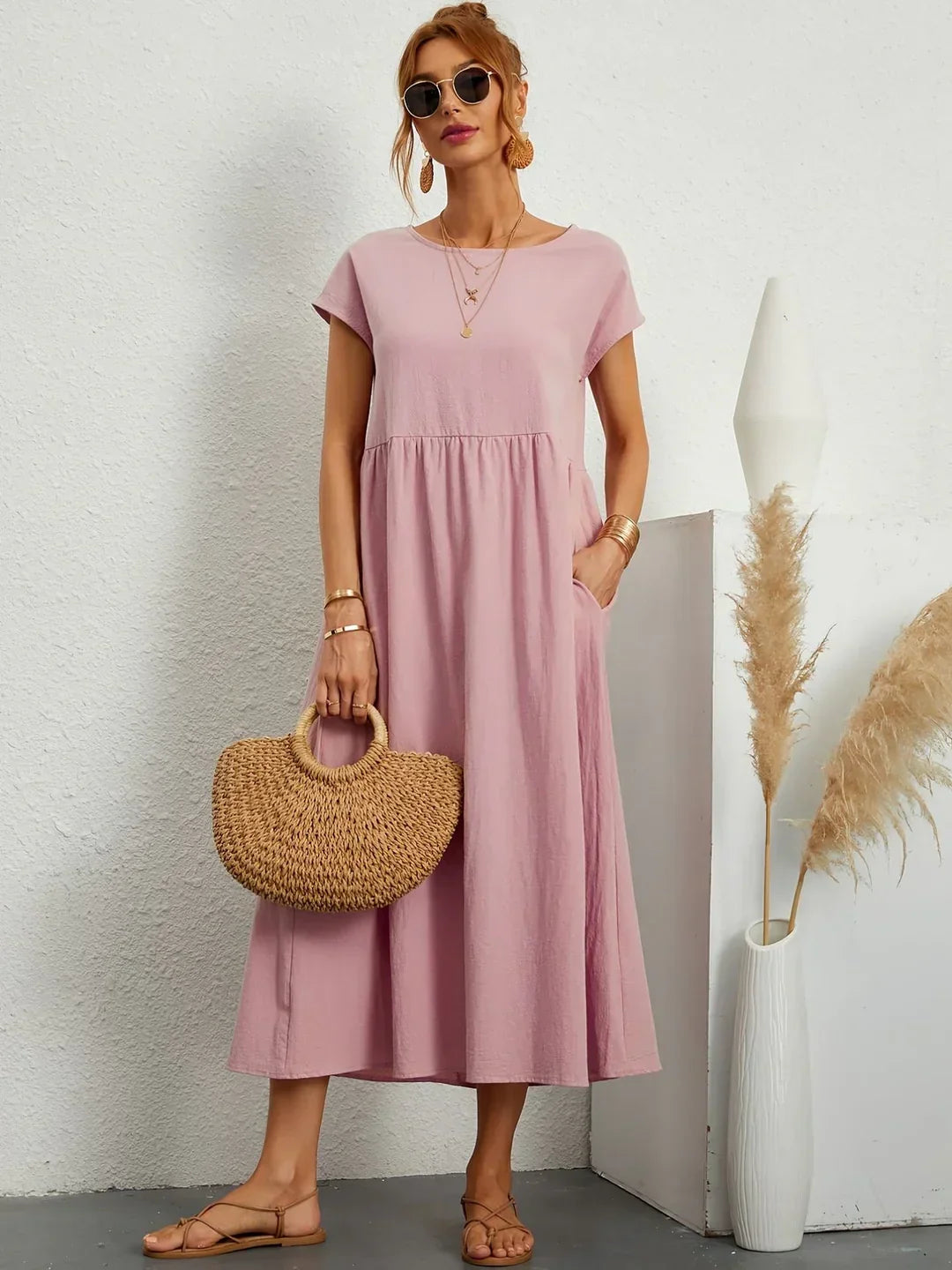 Gwyn | Robe Légère En Coton Doux Avec Poches