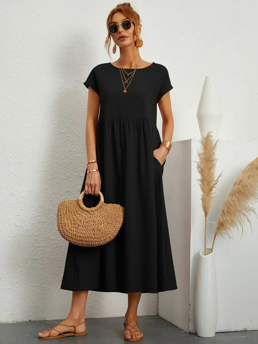 Gwyn | Robe Légère En Coton Doux Avec Poches