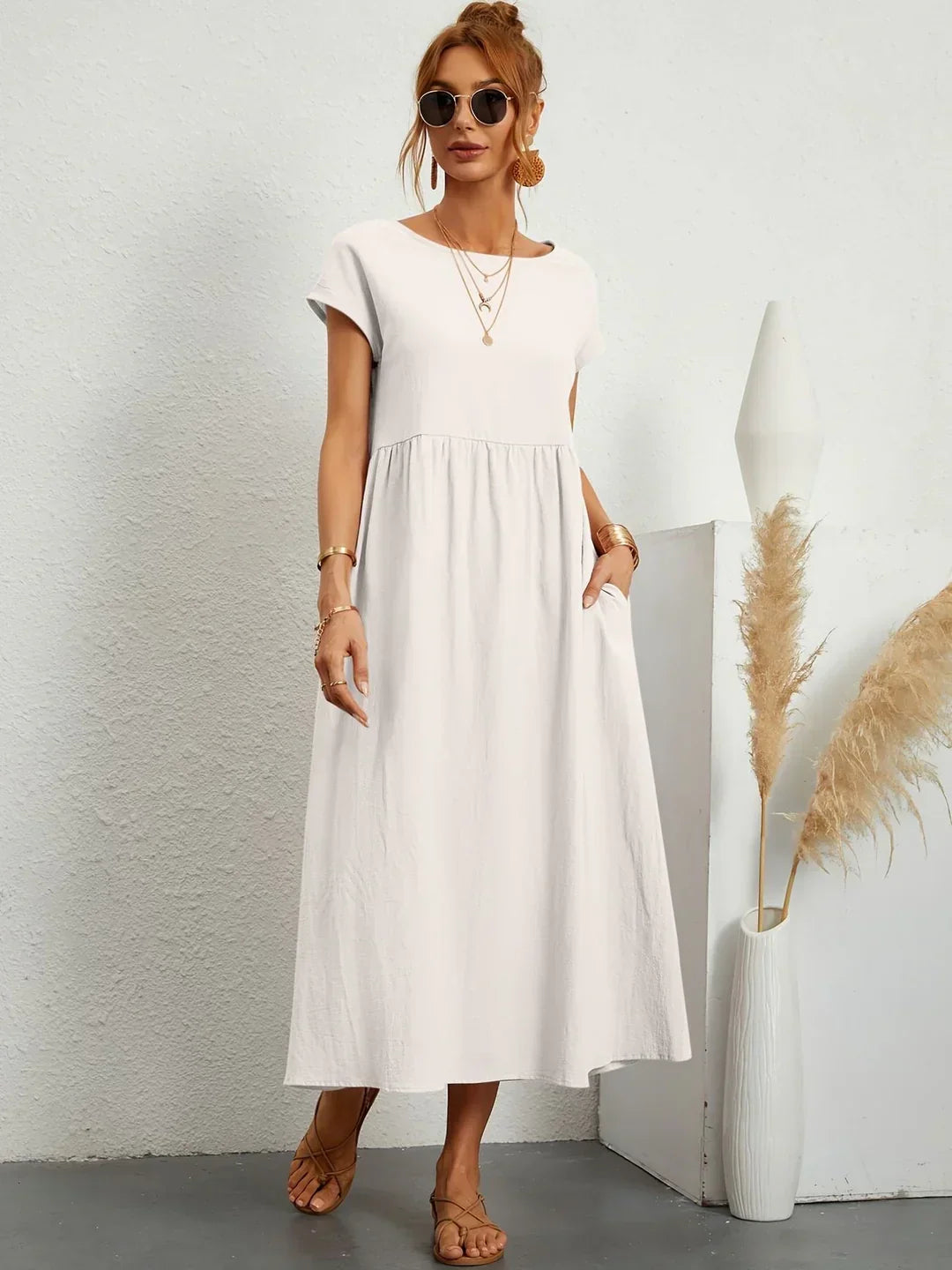 Gwyn | Robe Légère En Coton Doux Avec Poches