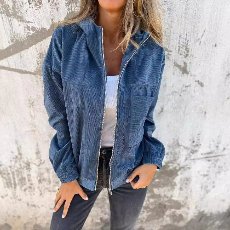 Clémence | Veste Décontractée en Velours à Capuche