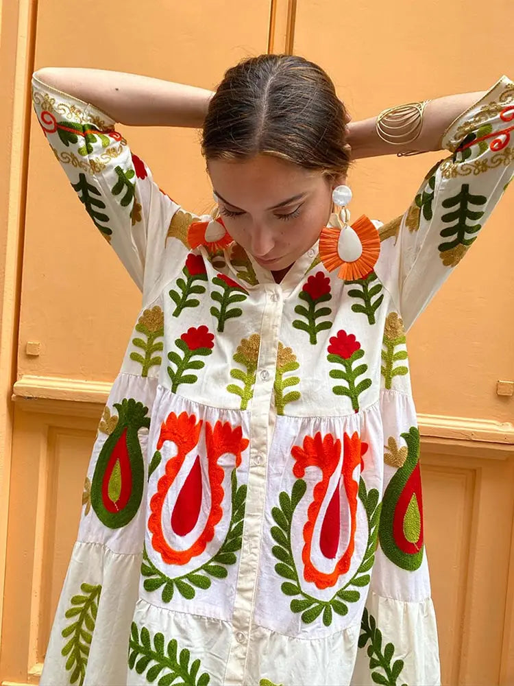 Mey | Robe Longue Patchwork Ample et Élégante