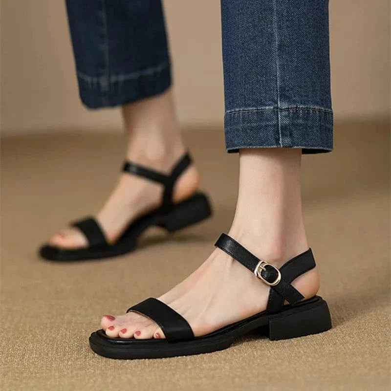 Zinnia | Sandales À Talon Bloc En Cuir