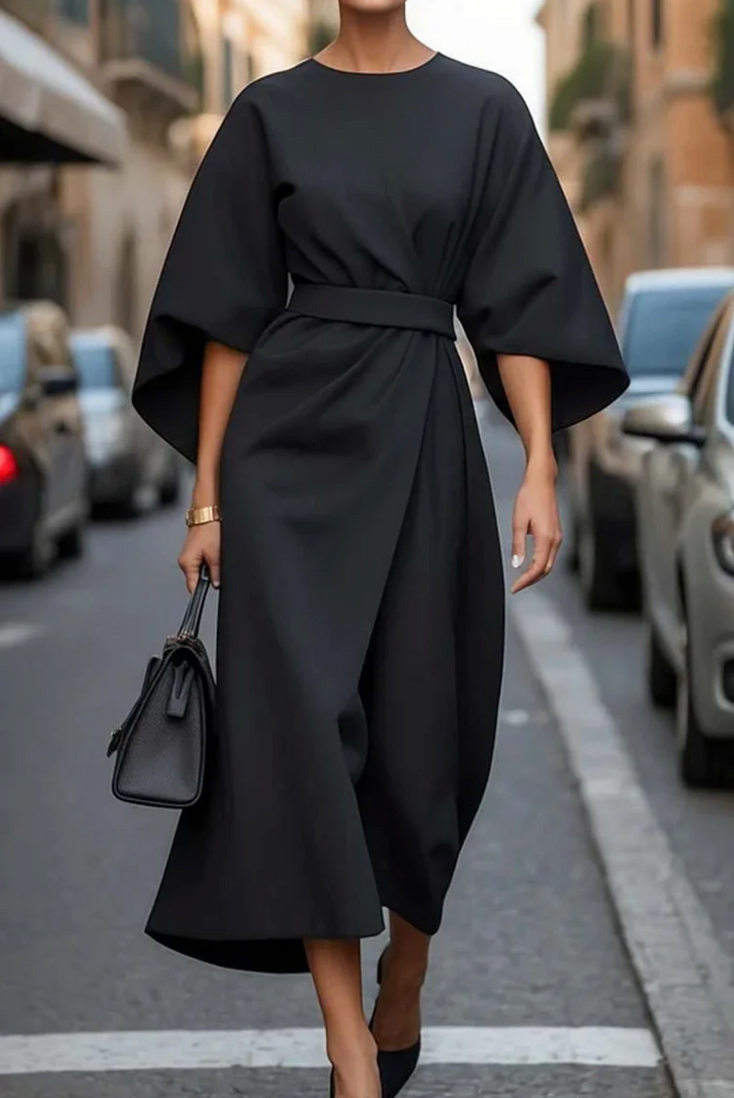 Sonia | Robe Élégante à Manches Bouffantes
