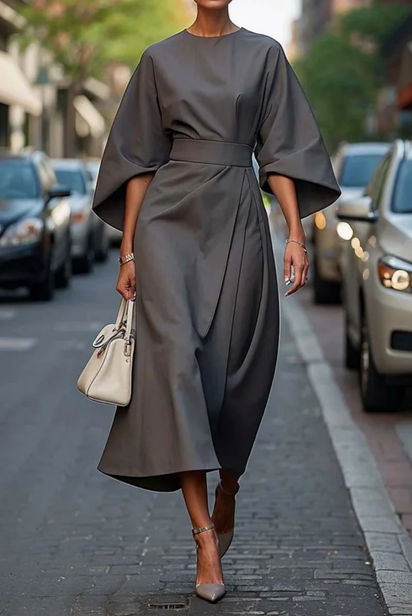 Sonia | Robe Élégante à Manches Bouffantes