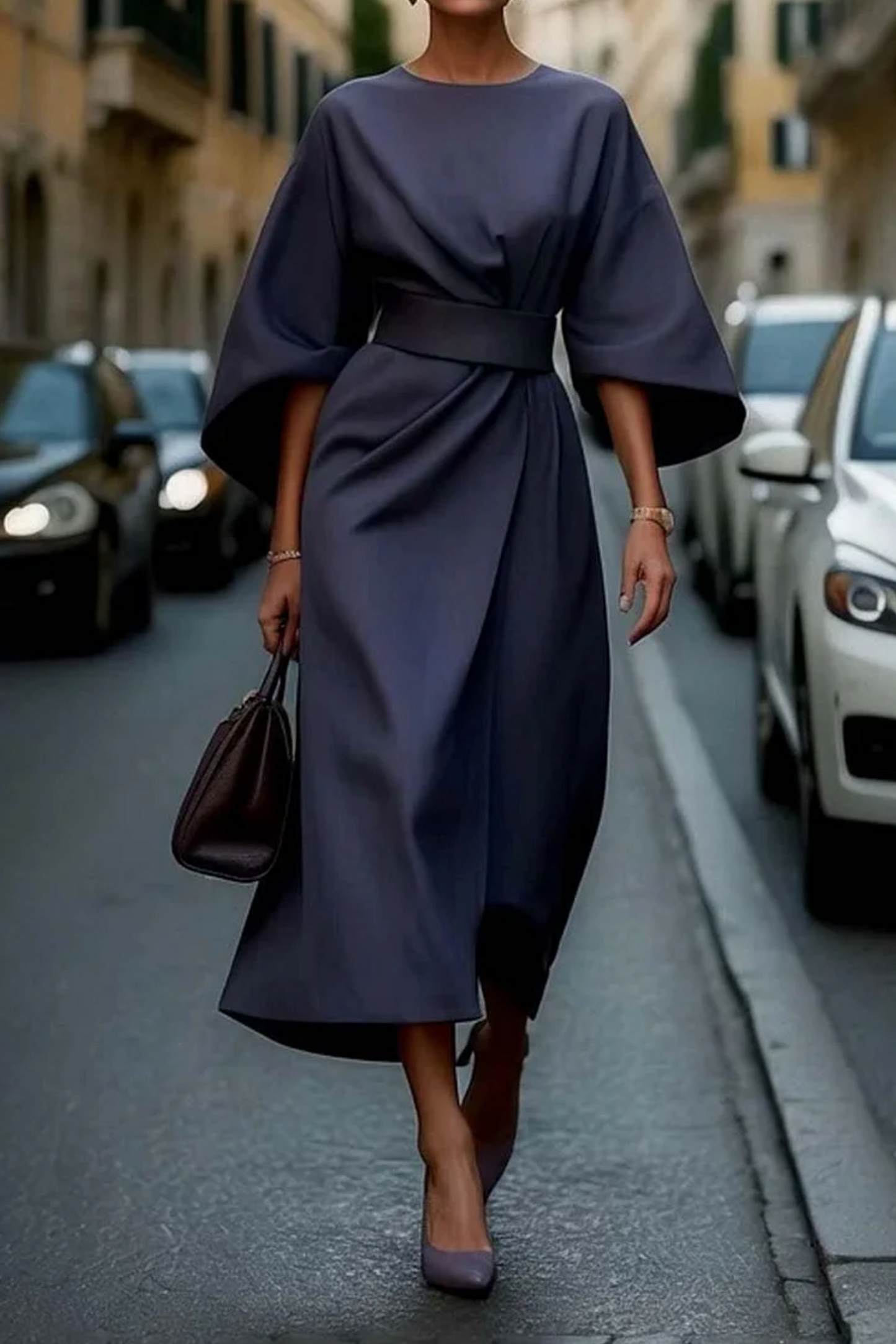 Sonia | Robe Élégante à Manches Bouffantes