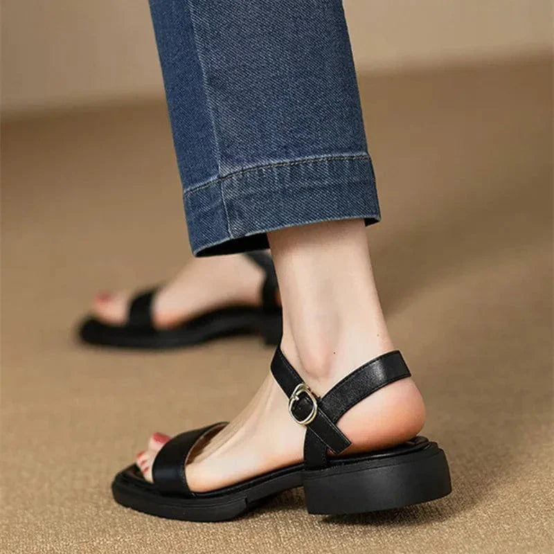 Zinnia | Sandales À Talon Bloc En Cuir