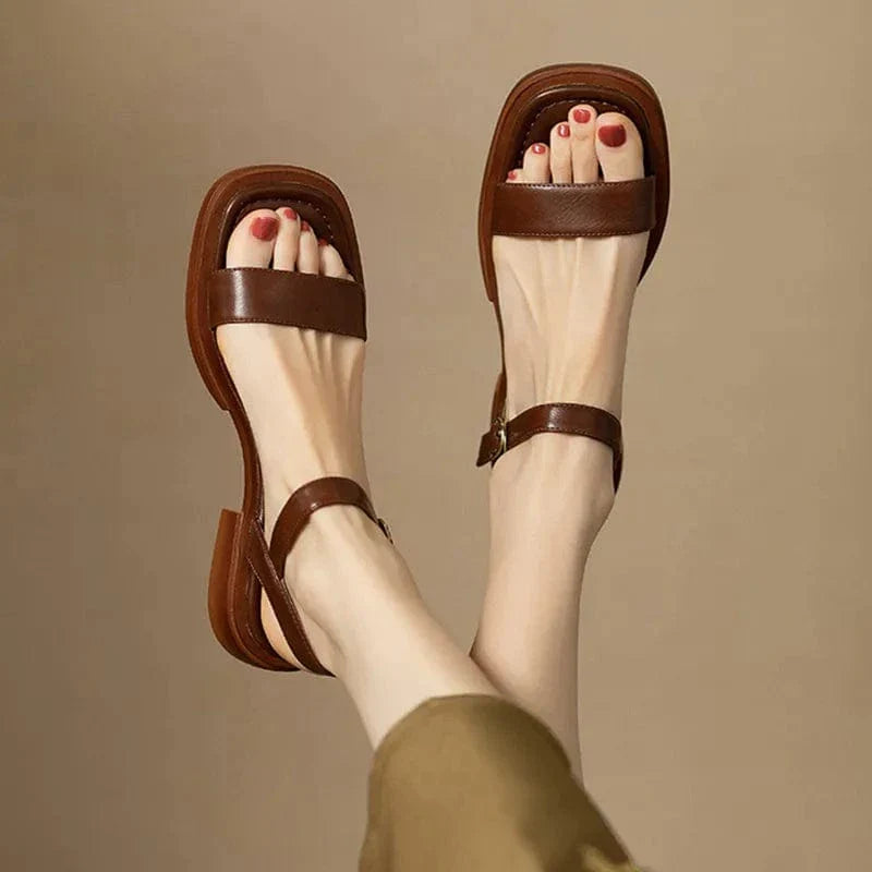 Zinnia | Sandales À Talon Bloc En Cuir