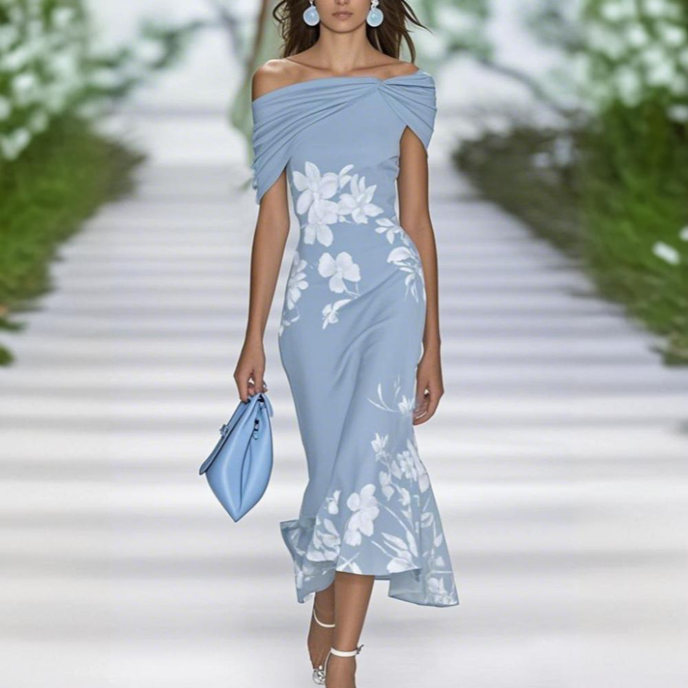Frida | Robe Élégante À Épaules Dénudées Et Motifs Floraux