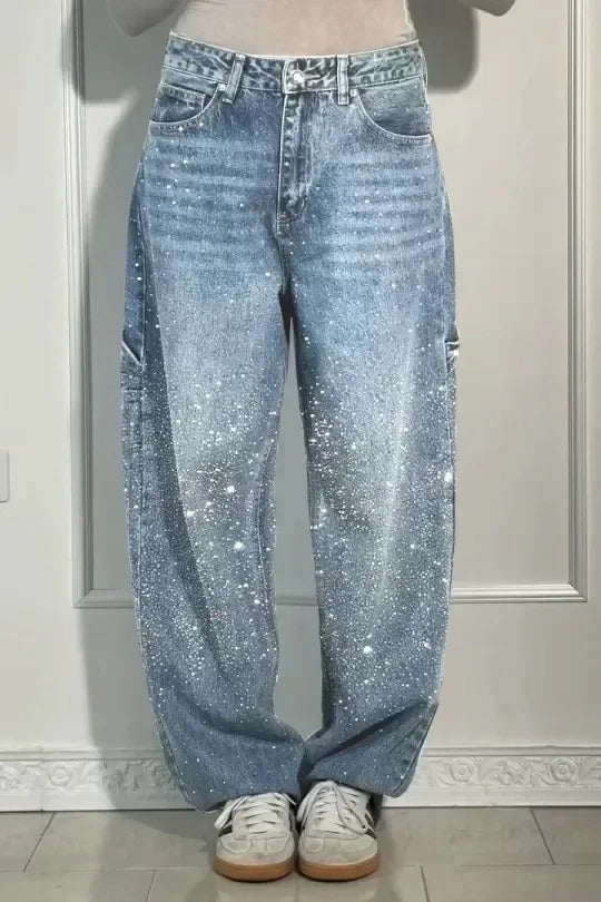Calypso | Pantalon Taille Haute à Jambes Larges avec Poches à Boutons