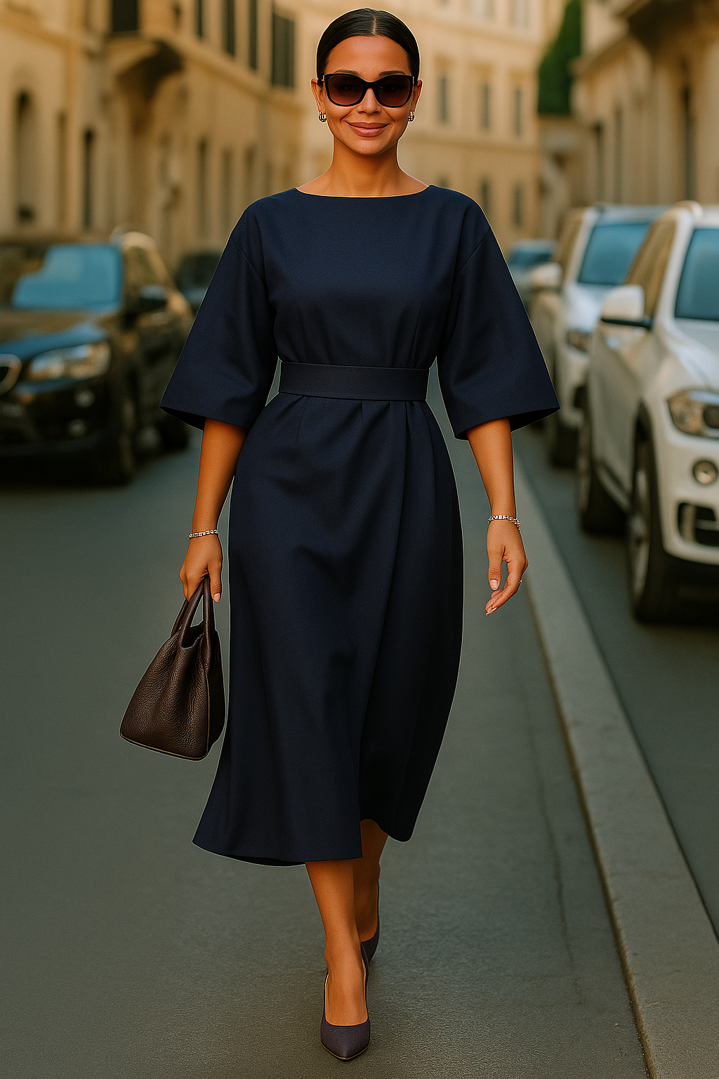 Sonia | Robe Élégante à Manches Bouffantes