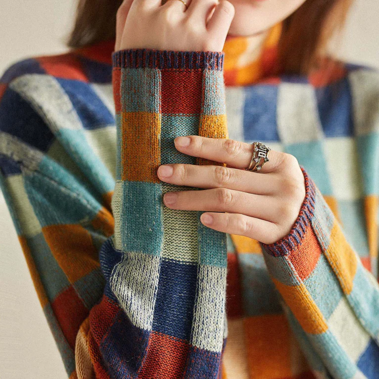 Krissy | Pull À Col Roulé Patchwork En Cachemire Doux