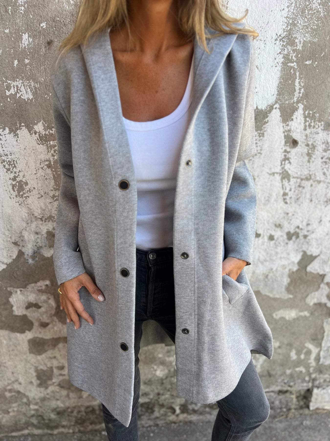 Selma | Veste Décontractée à Capuche et Boutonnage Simple