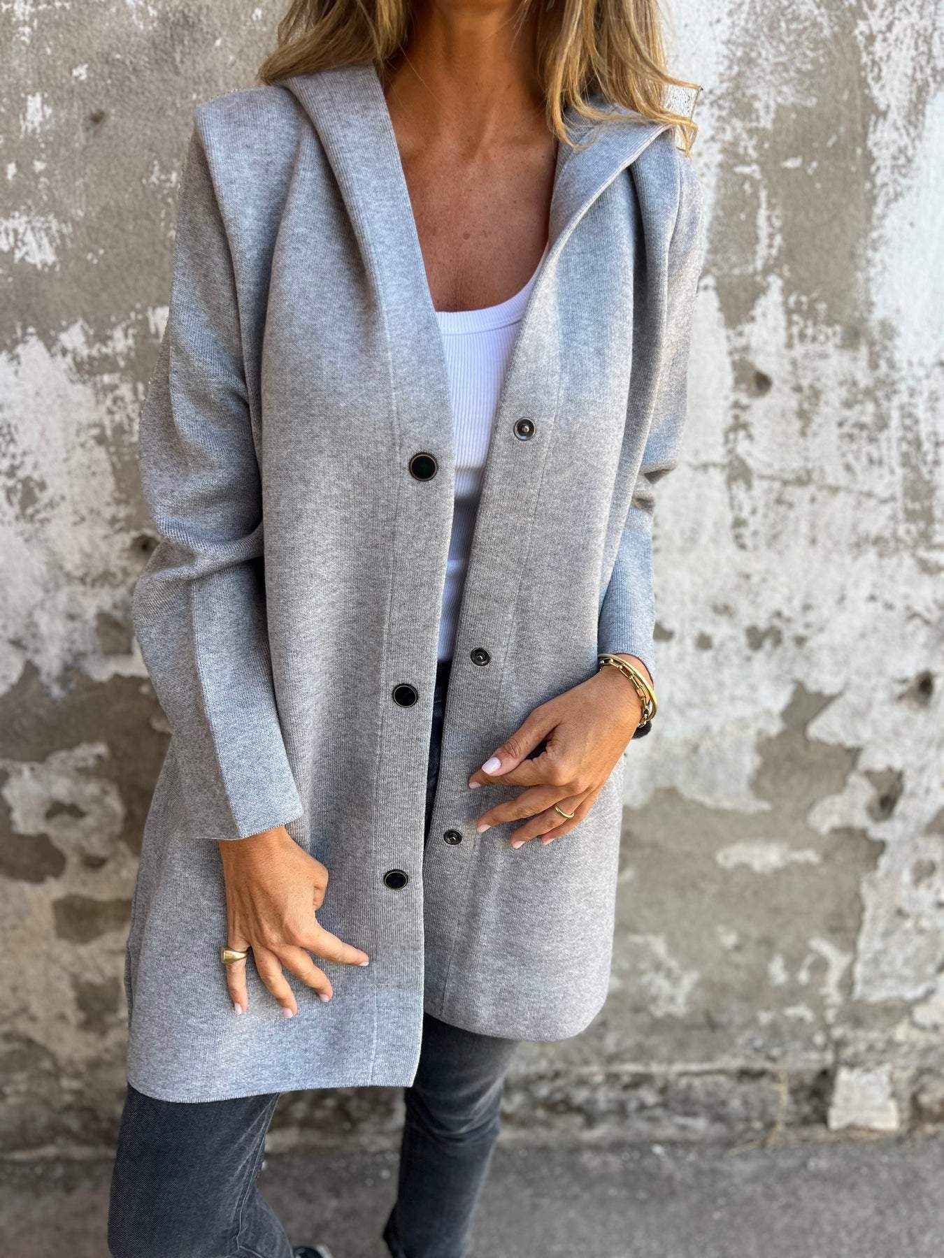 Selma | Veste Décontractée à Capuche et Boutonnage Simple