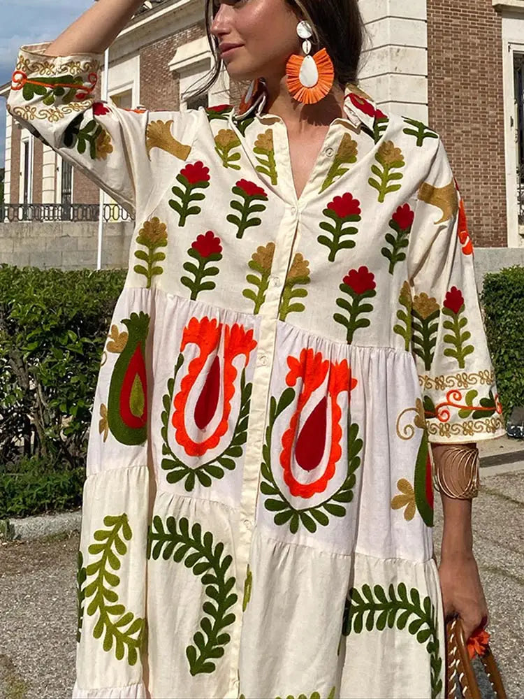 Mey | Robe Longue Patchwork Ample et Élégante