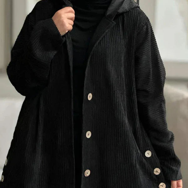 Beth | Manteau Côtelé Douillet Avec Capuche