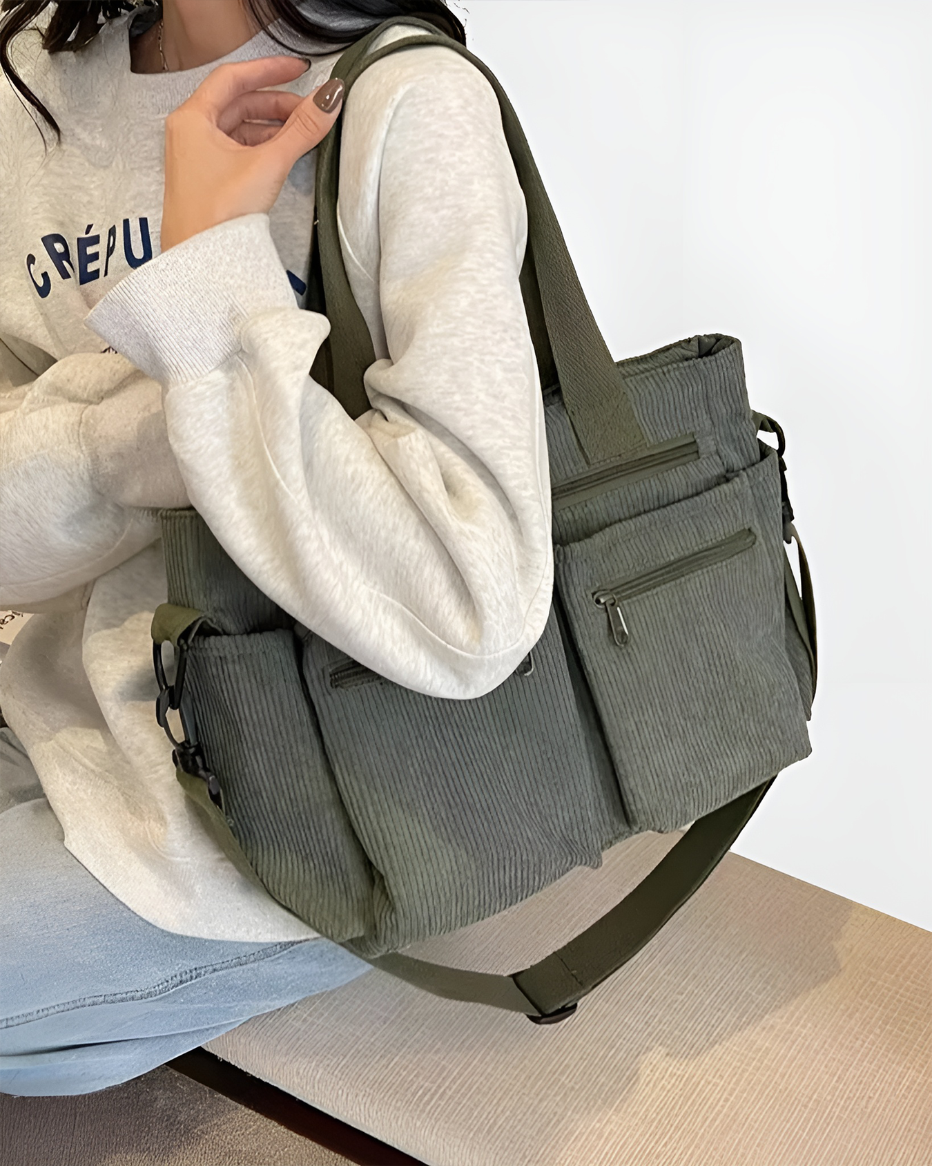 Camille | Sac Tote En Velours Côtelé Élégant Et Pratique