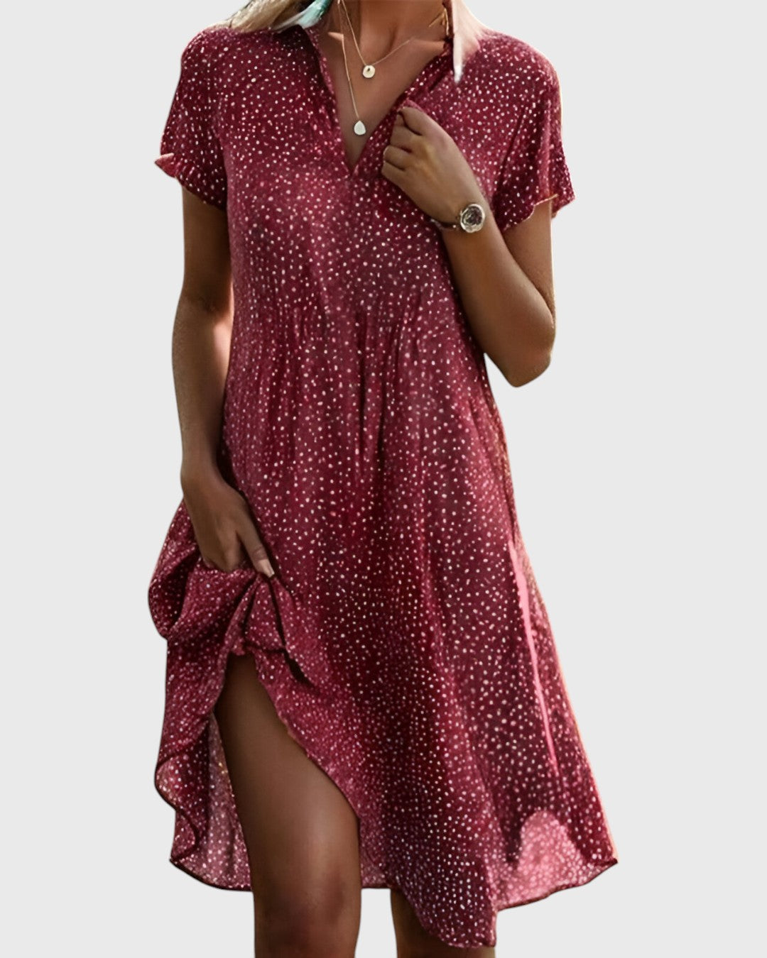 Roselle | Robe Midi À Pois Moderne