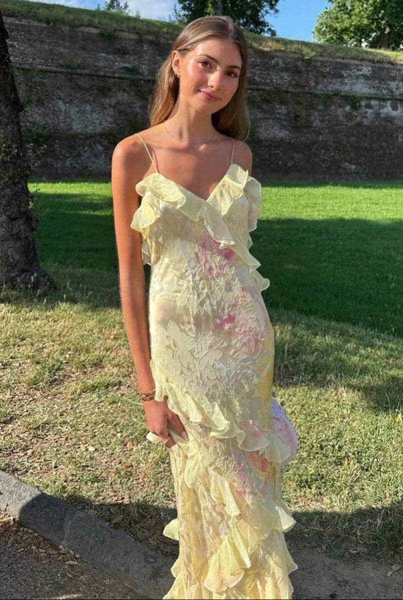 Clara | Robe Longue Romantique À Volants Pour Occasions Élégantes