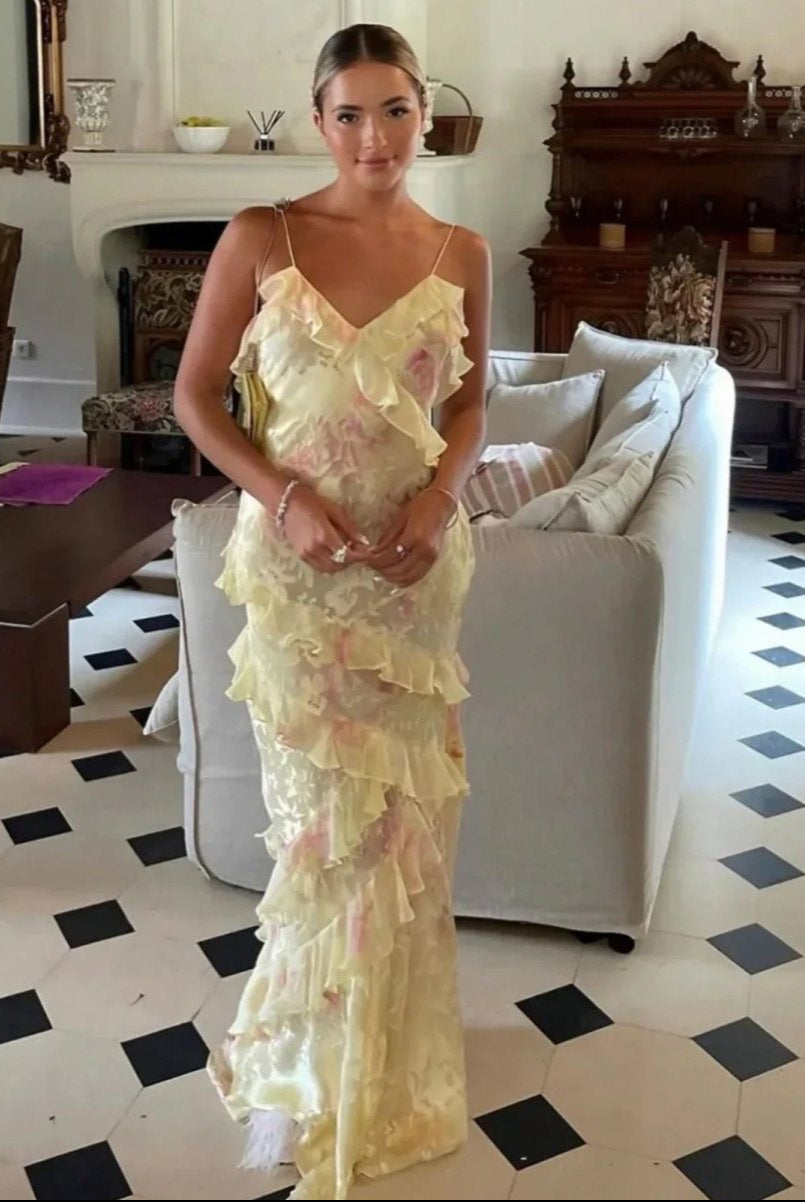 Clara | Robe Longue Romantique À Volants Pour Occasions Élégantes