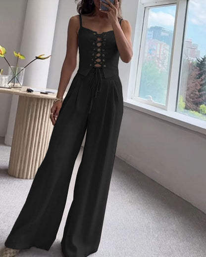 Ensemble Décontracté | Haut Noué Et Pantalon Fluide