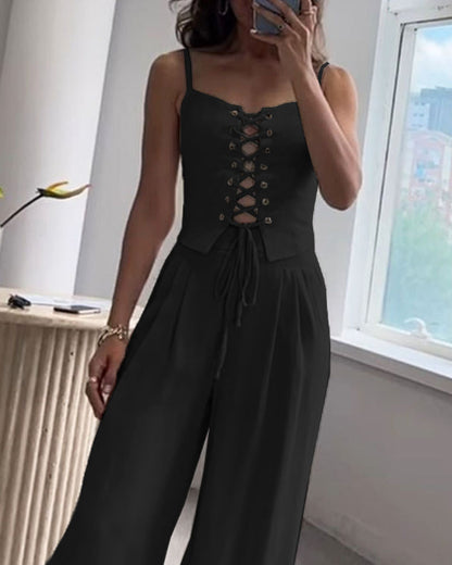 Ensemble Décontracté | Haut Noué Et Pantalon Fluide