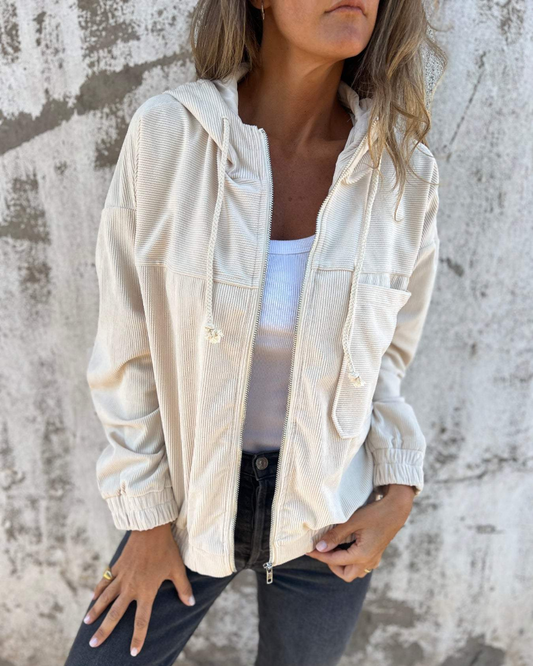 Clémence | Veste Décontractée en Velours à Capuche