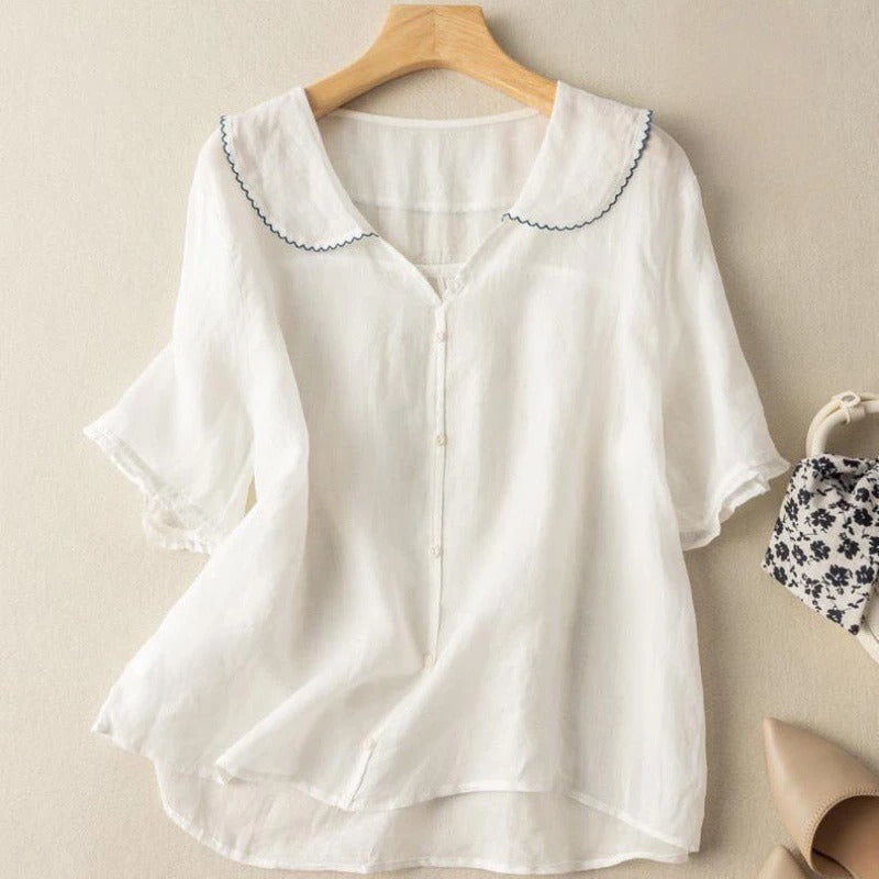 Aire | Chemise En Lin Légère Avec Col Festonné