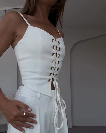Ensemble Décontracté | Haut Noué Et Pantalon Fluide